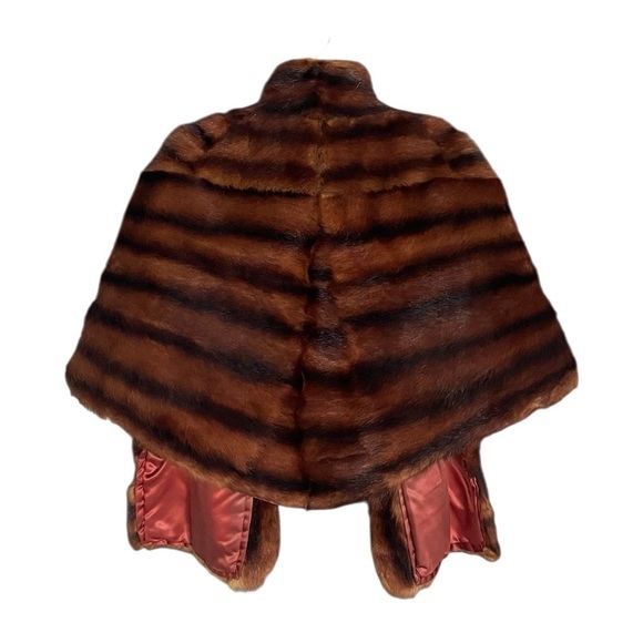 Vintage Mink Real Fur Cape Stole Bolero in Rich Brown - Picture 2 of 10
